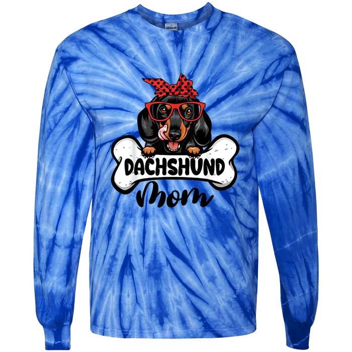 Cute Dachshund Mom Dog Bone Dog Mama Mothers Day Gift Tie-Dye Long Sleeve Shirt