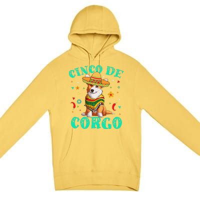 Cinco De Mayo Corgi Dog With A Poncho & Mexican Hat Premium Pullover Hoodie