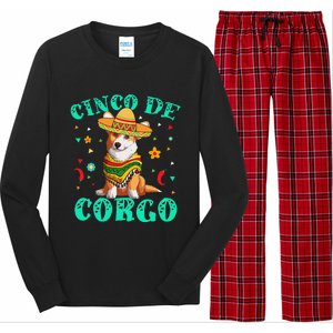 Cinco De Mayo Corgi Dog With A Poncho & Mexican Hat Long Sleeve Pajama Set