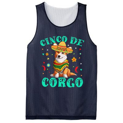 Cinco De Mayo Corgi Dog With A Poncho & Mexican Hat Mesh Reversible Basketball Jersey Tank