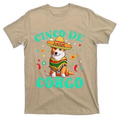 Cinco De Mayo Corgi Dog With A Poncho & Mexican Hat T-Shirt