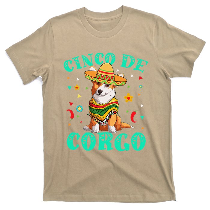 Cinco De Mayo Corgi Dog With A Poncho & Mexican Hat T-Shirt