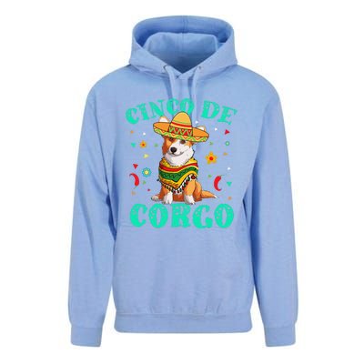 Cinco De Mayo Corgi Dog With A Poncho & Mexican Hat Unisex Surf Hoodie