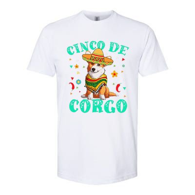 Cinco De Mayo Corgi Dog With A Poncho & Mexican Hat Softstyle® CVC T-Shirt