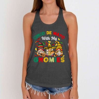 Cinco De Mayo With My Gnomies Mexican Fiesta Women's Knotted Racerback Tank