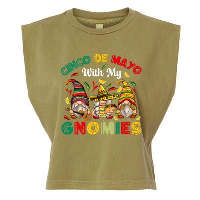 Cinco De Mayo With My Gnomies Mexican Fiesta Garment-Dyed Women's Muscle Tee