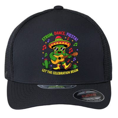 Cinco De Mayo Cute Catus Strum Dance Fiesta Party Flexfit Unipanel Trucker Cap