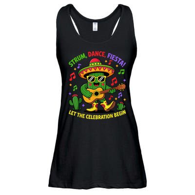 Cinco De Mayo Cute Catus Strum Dance Fiesta Party Ladies Essential Flowy Tank