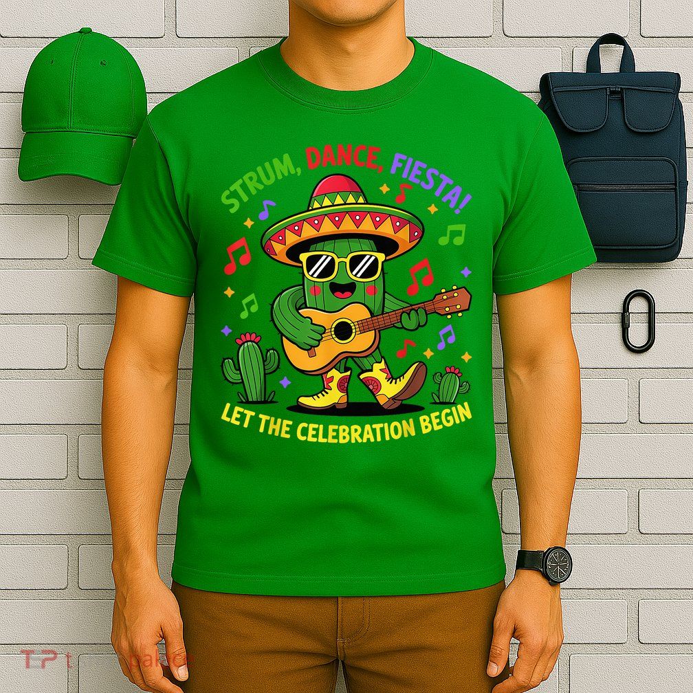 Cinco De Mayo Cute Catus Strum Dance Fiesta Party T-Shirt