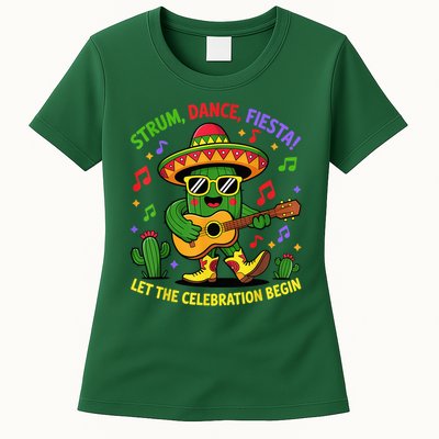 Cinco De Mayo Cute Catus Strum Dance Fiesta Party Womens T-Shirt