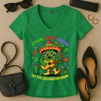 Cinco De Mayo Cute Catus Strum Dance Fiesta Party Women's V-Neck T-Shirt