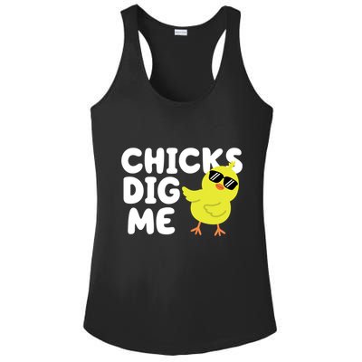 Chicks Dig Me Funny Baby Chick Chicken Ladies PosiCharge Competitor Racerback Tank