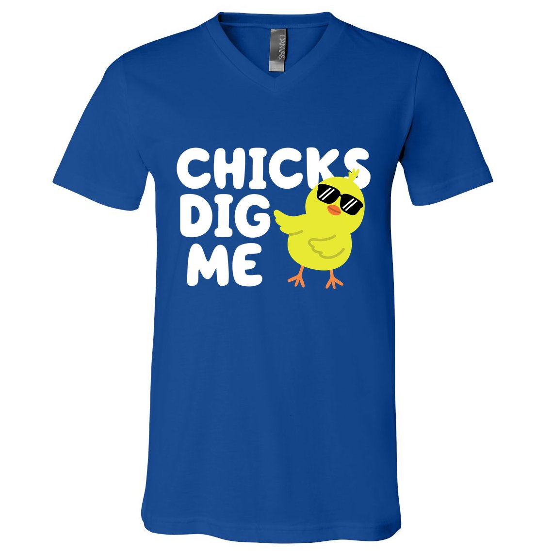 Chicks Dig Me Funny Baby Chick Chicken V-Neck T-Shirt
