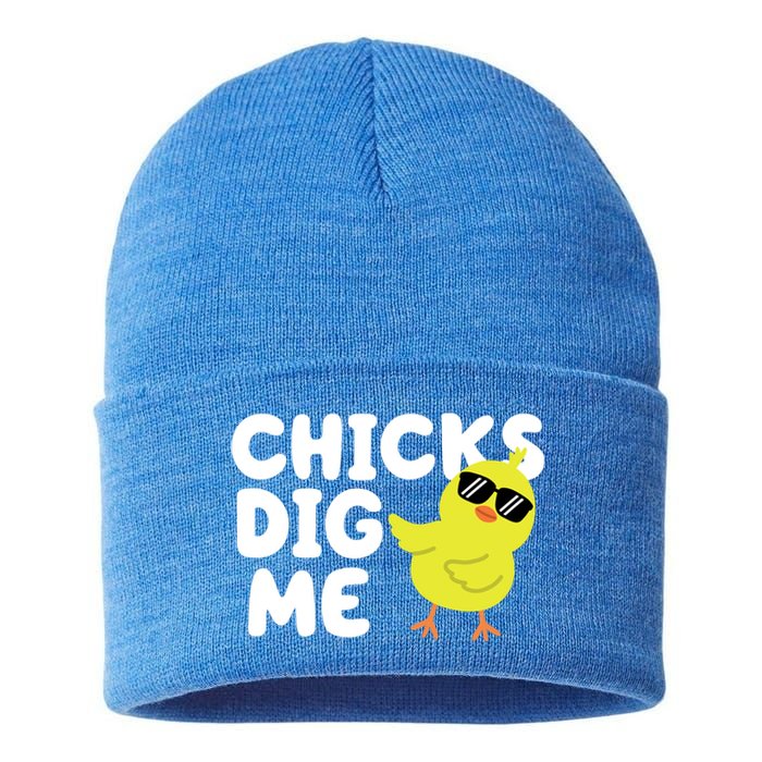 Chicks Dig Me Funny Baby Chick Chicken Sustainable Knit Beanie