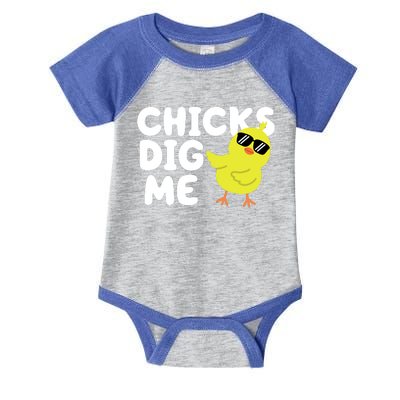 Chicks Dig Me Funny Baby Chick Chicken Infant Baby Jersey Bodysuit