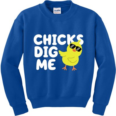 Chicks Dig Me Funny Baby Chick Chicken Kids Sweatshirt
