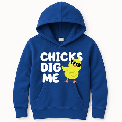 Chicks Dig Me Funny Baby Chick Chicken Kids Hoodie