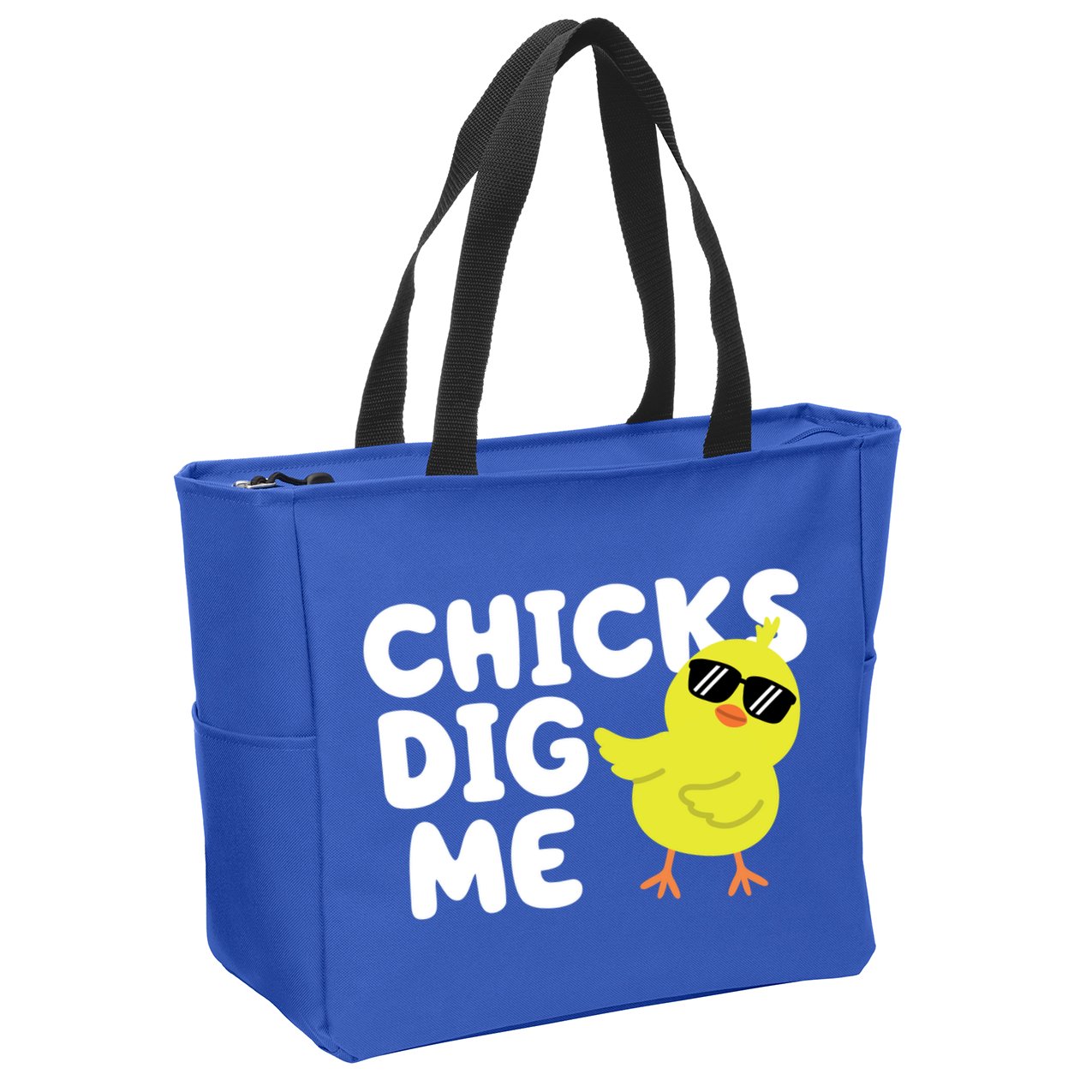 Chicks Dig Me Funny Baby Chick Chicken Zip Tote Bag