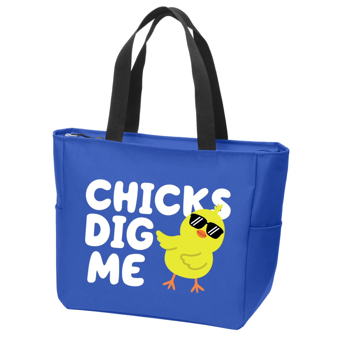 Chicks Dig Me Funny Baby Chick Chicken Zip Tote Bag