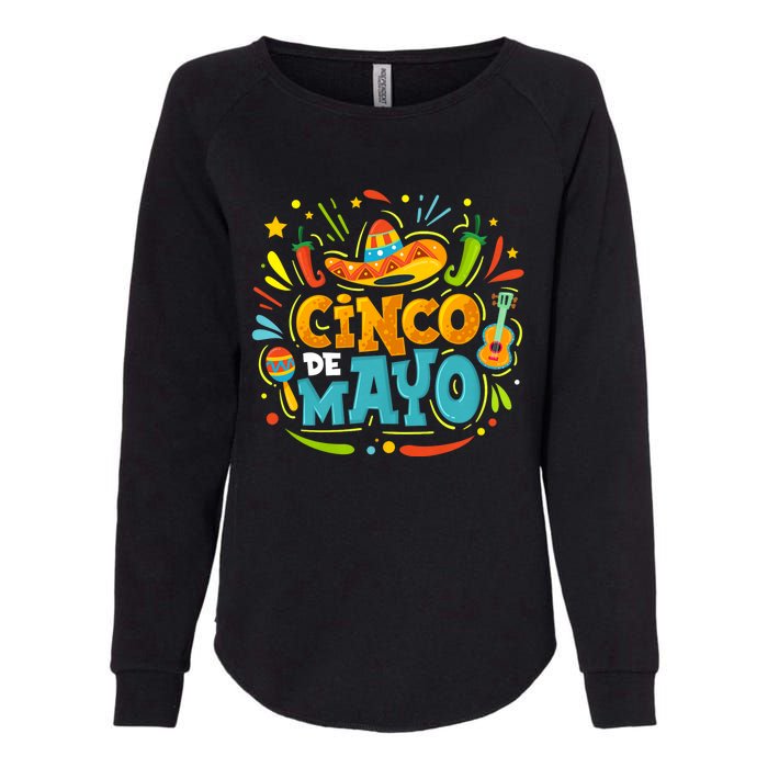 Cinco De Mayo Funny Mexican Sombrero Maracas With Tacos Womens California Wash Sweatshirt