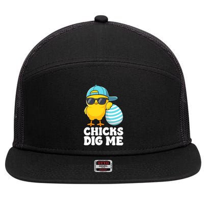 Chicks Dig Me Easter Happy Easter Funny 7 Panel Mesh Trucker Snapback Hat