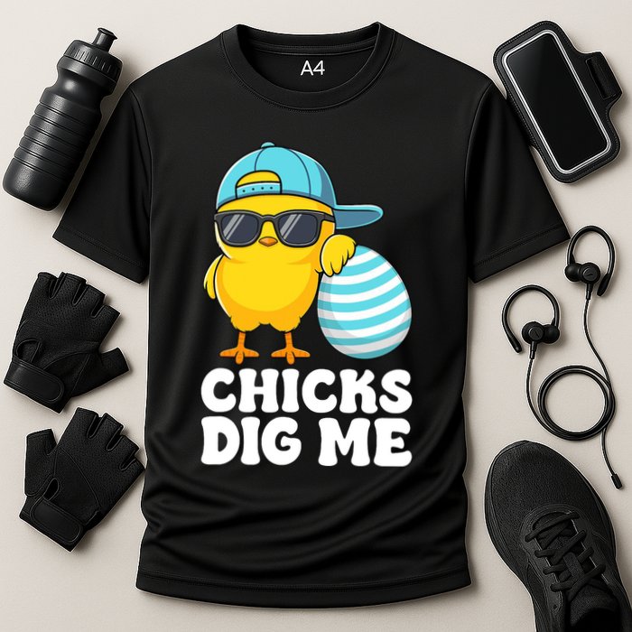 Chicks Dig Me Easter Happy Easter Funny Cooling Performance Crew T-Shirt
