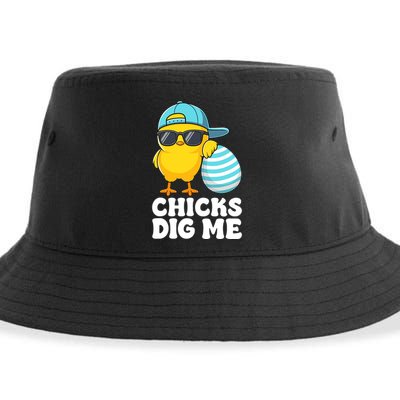 Chicks Dig Me Easter Happy Easter Funny Sustainable Bucket Hat