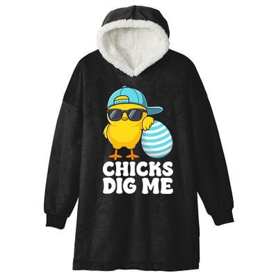 Chicks Dig Me Easter Happy Easter Funny Hooded Wearable Blanket