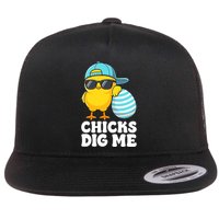 Chicks Dig Me Easter Happy Easter Funny Flat Bill Trucker Hat