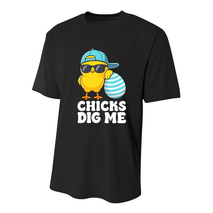 Chicks Dig Me Easter Happy Easter Funny Youth Performance Sprint T-Shirt