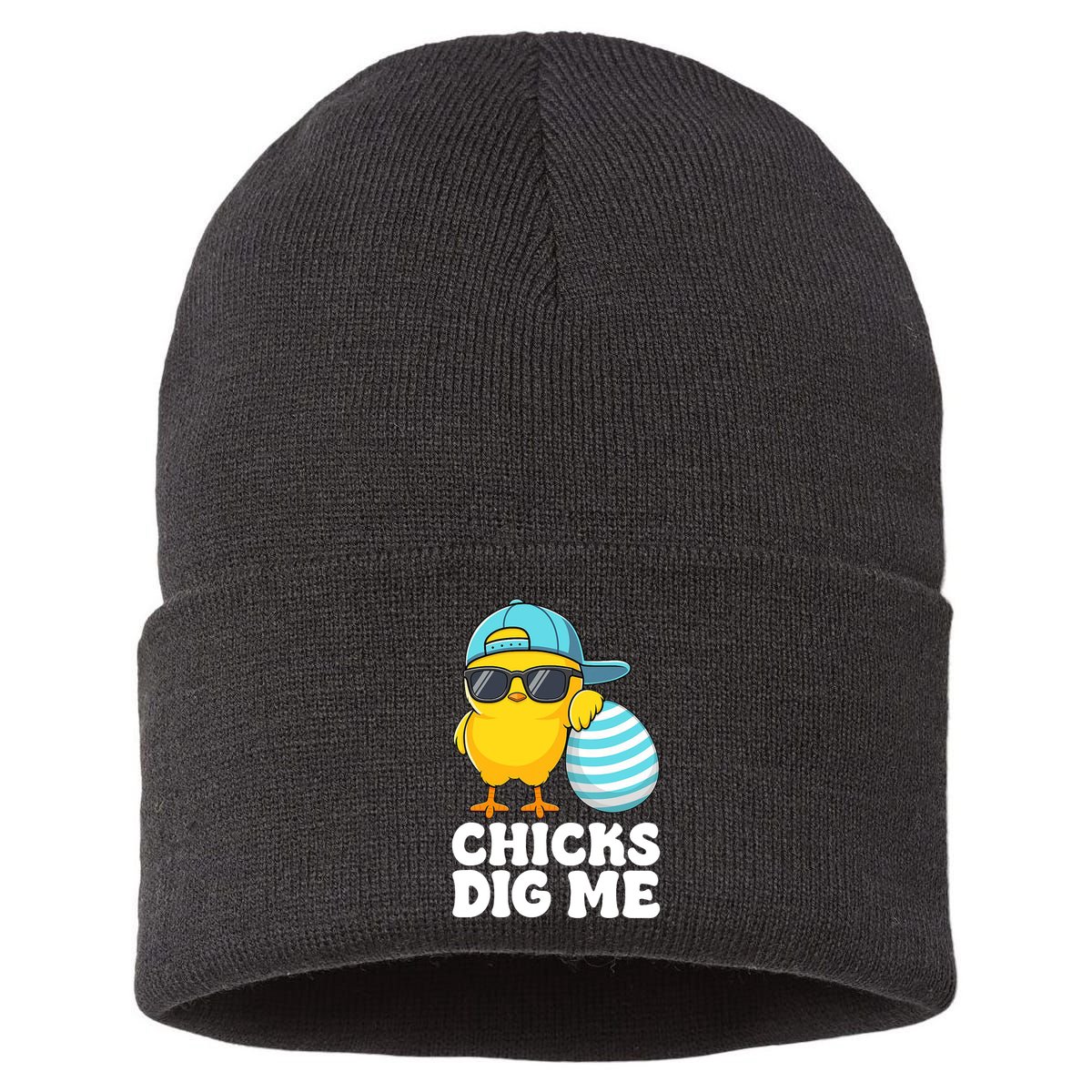 Chicks Dig Me Easter Happy Easter Funny Sustainable Knit Beanie