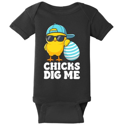 Chicks Dig Me Easter Happy Easter Funny Baby Bodysuit