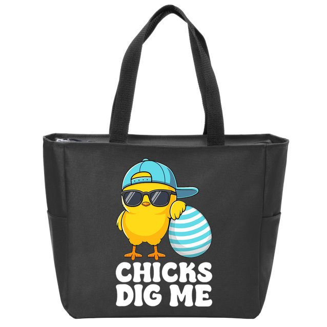 Chicks Dig Me Easter Happy Easter Funny Zip Tote Bag
