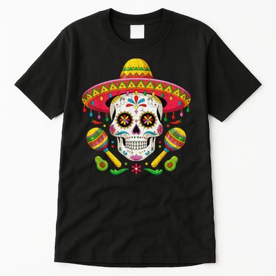 Cinco De Mayo Skull With Sombrero Hat Tall T-Shirt