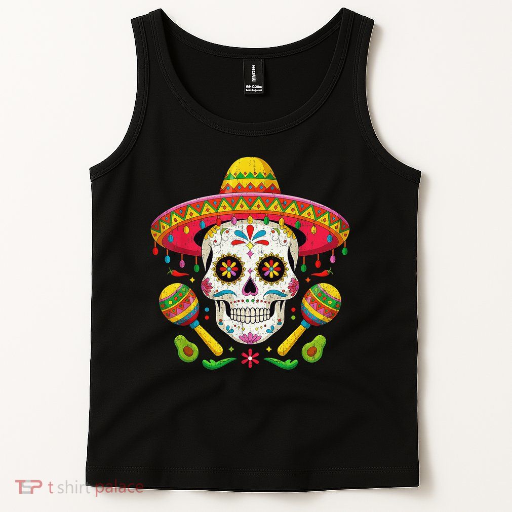 Cinco De Mayo Skull With Sombrero Hat Tank Top
