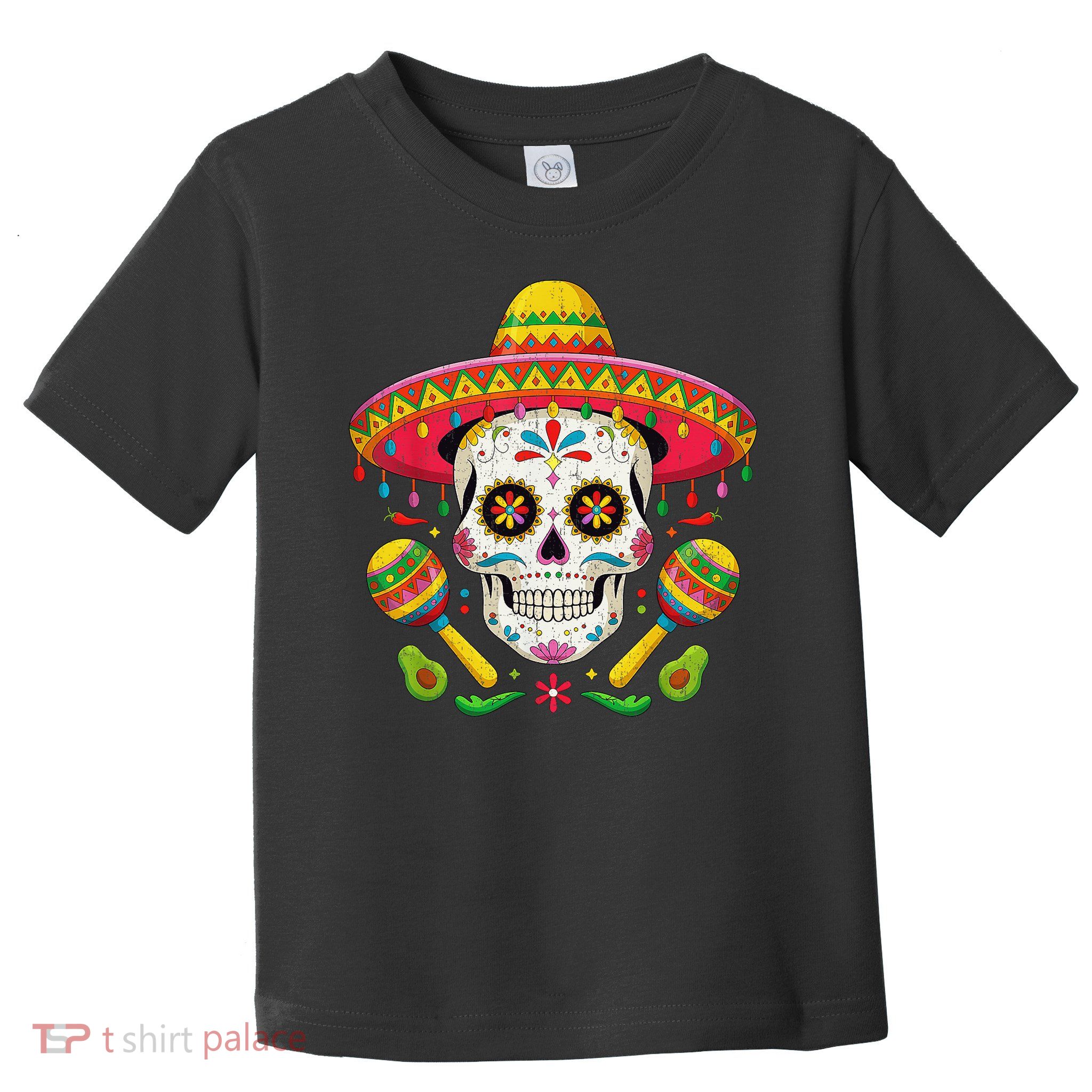 Cinco De Mayo Skull With Sombrero Hat Toddler T-Shirt