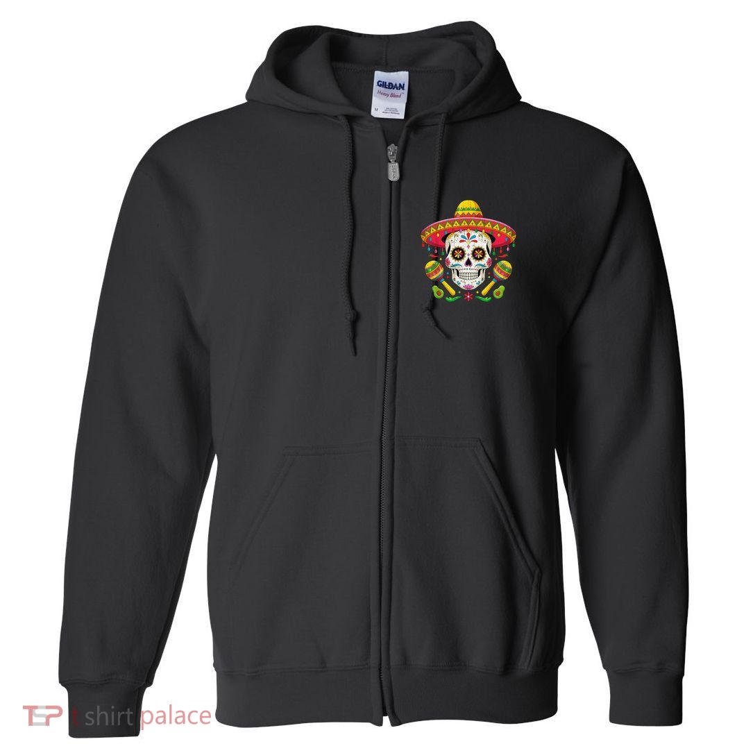 Cinco De Mayo Skull With Sombrero Hat Full Zip Hoodie