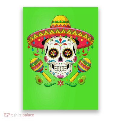 Cinco De Mayo Skull With Sombrero Hat Poster