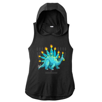 Cute Dinosaur Menorasaurus Hanukkah Stegosaurus Chanukah Kid Ladies PosiCharge Tri-Blend Wicking Draft Hoodie Tank