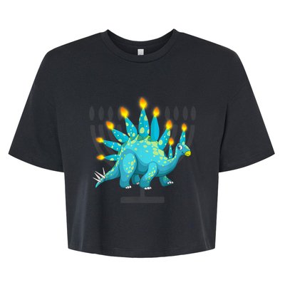 Cute Dinosaur Menorasaurus Hanukkah Stegosaurus Chanukah Kid Bella+Canvas Jersey Crop Tee