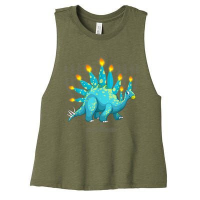 Cute Dinosaur Menorasaurus Hanukkah Stegosaurus Chanukah Kid Women's Racerback Cropped Tank