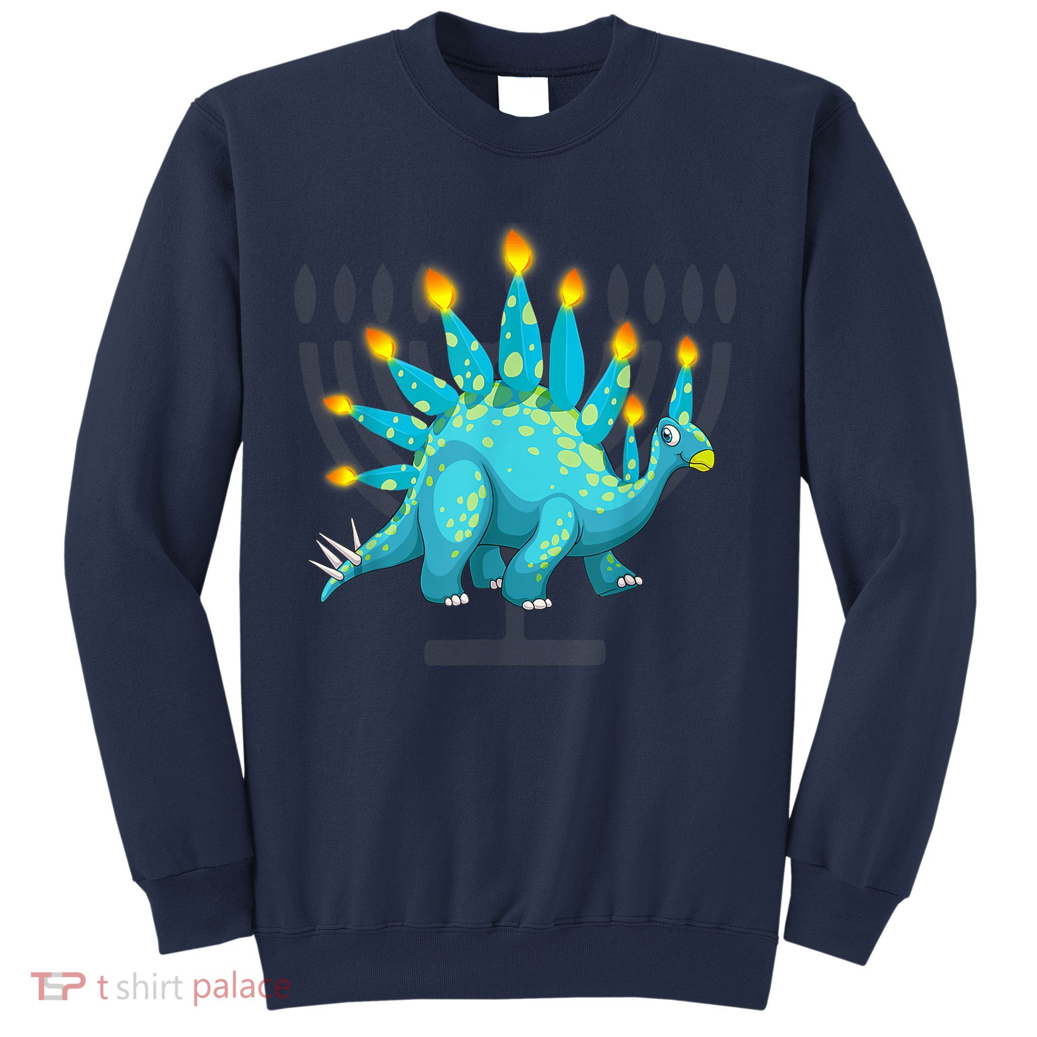 Cute Dinosaur Menorasaurus Hanukkah Stegosaurus Chanukah Kid Sweatshirt