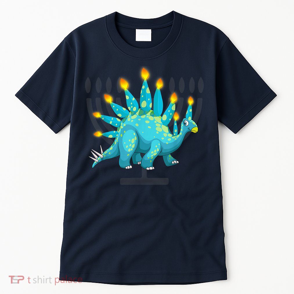 Cute Dinosaur Menorasaurus Hanukkah Stegosaurus Chanukah Kid Tall T-Shirt