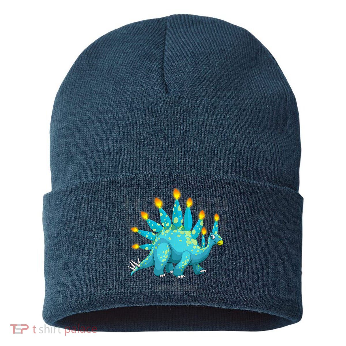 Cute Dinosaur Menorasaurus Hanukkah Stegosaurus Chanukah Kid Sustainable Knit Beanie