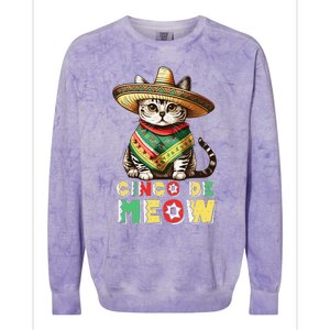 Cinco De Mayo Funny Mexican Cat Sombrero Poncho Colorblast Crewneck Sweatshirt