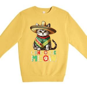 Cinco De Mayo Funny Mexican Cat Sombrero Poncho Premium Crewneck Sweatshirt