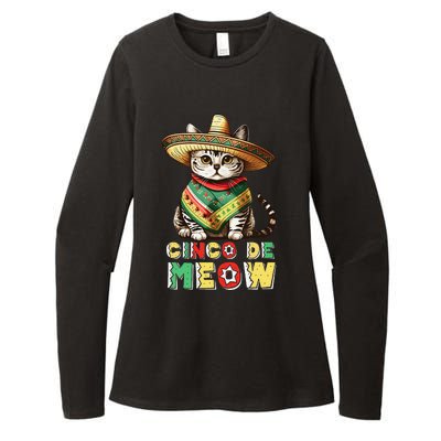 Cinco De Mayo Funny Mexican Cat Sombrero Poncho Womens CVC Long Sleeve Shirt