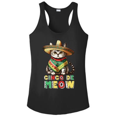 Cinco De Mayo Funny Mexican Cat Sombrero Poncho Ladies PosiCharge Competitor Racerback Tank