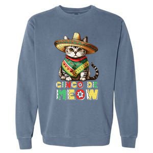 Cinco De Mayo Funny Mexican Cat Sombrero Poncho Garment-Dyed Sweatshirt