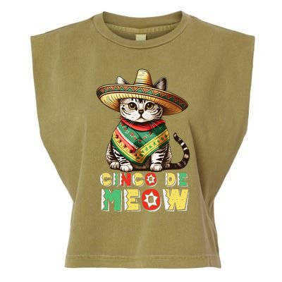 Cinco De Mayo Funny Mexican Cat Sombrero Poncho Garment-Dyed Women's Muscle Tee